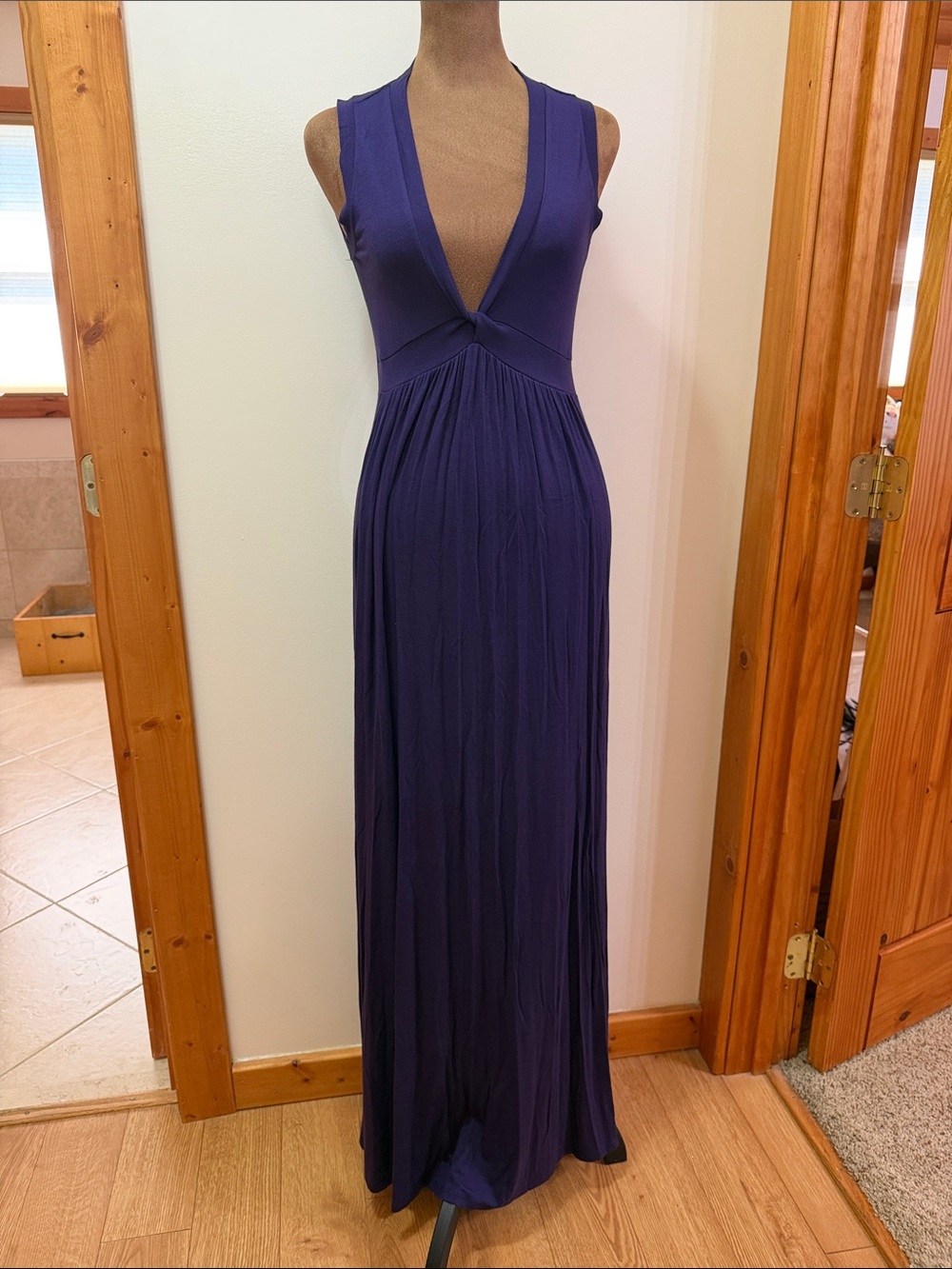 Boston Proper . V Neck Deep Purple Sleeveless Maxi Dress. Like New. Size Small